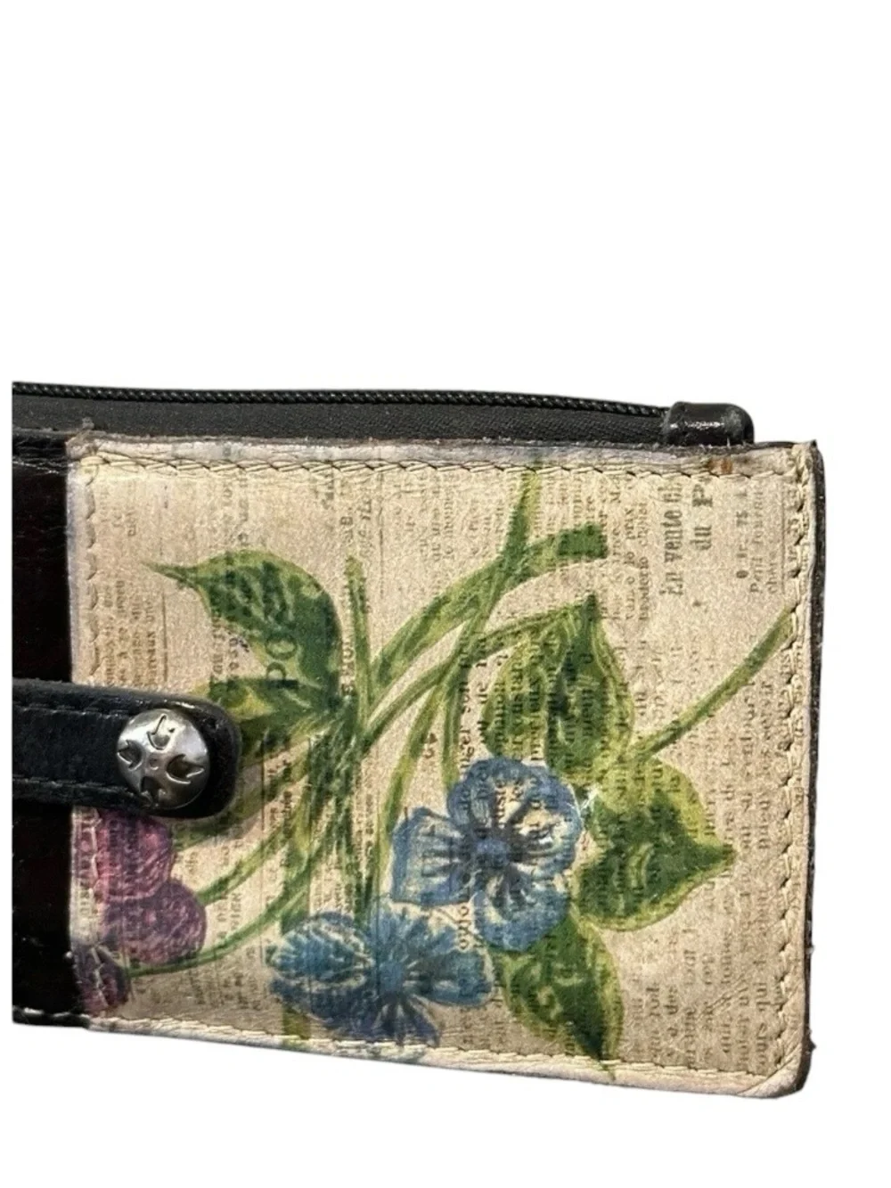 Patricia Nash Alanna Floral Newsprint Wallet Wristlet - Picture 4 of 5